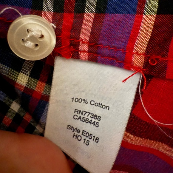 J Crew XXS Petite button up plaid cotton shirt Red - Picture 3 of 4